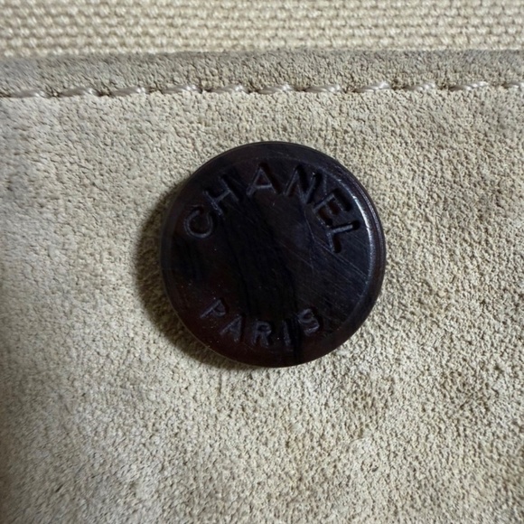 Chanel Fishnet Rope Coco Mark Camellia Tote Handbag Canvas Leather Beige - Picture 7 of 11